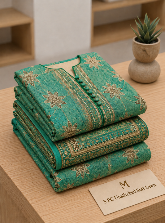 Soft Lawn Unstitched 3PC Women Suit - U1701